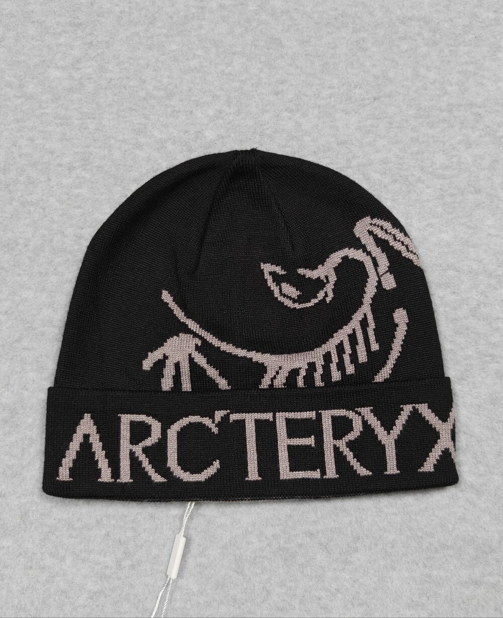 Arc'teryx Black Beanie with Pink Logo Knit